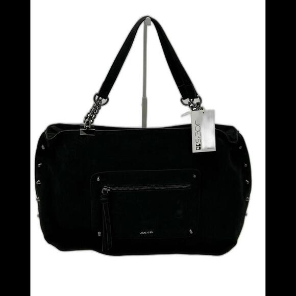 JOE'S EMERSON Suede Stylish Black Handbag with Chain Accents - NWT - Picture 1 of 6